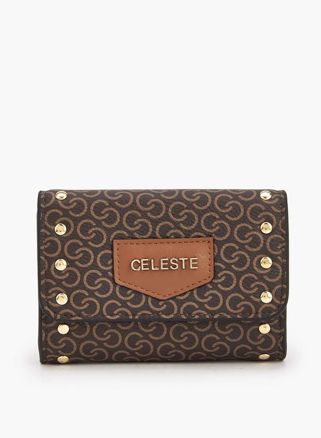 سيليست Stud Embellished Wallet with Button Closure